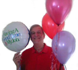 Eric Demmon with balloons in Mulbarton, Norwich